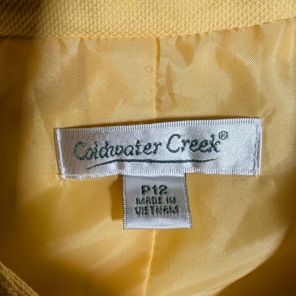 Vtg Y2K Coldwater Creek Butter Yellow Textured Cotton 3/4 Sleeve Jacket 12 P - Picture 3 of 4